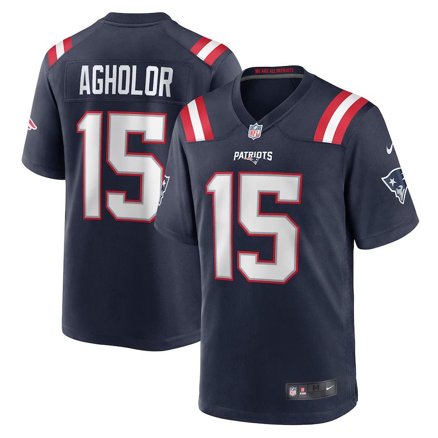 Men New England Patriots #15 Nelson Agholor Nike Navy Game Player NFL Jersey